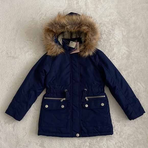 (NWT) Justice Big Girl’s Navy Hooded Parka Jacket, Size: (6/7) - Picture 16 of 16